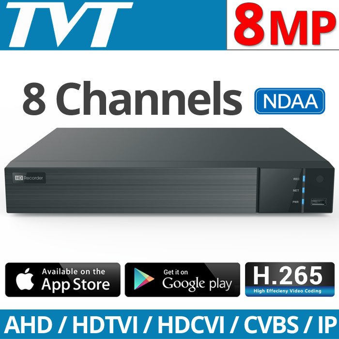 TVT TD-2108NS-HP-H Πενταυβριδικό Καταγραφικό DVR 8 καμερών Μέγιστης Ανάλυσης 4K / 8Mpixels