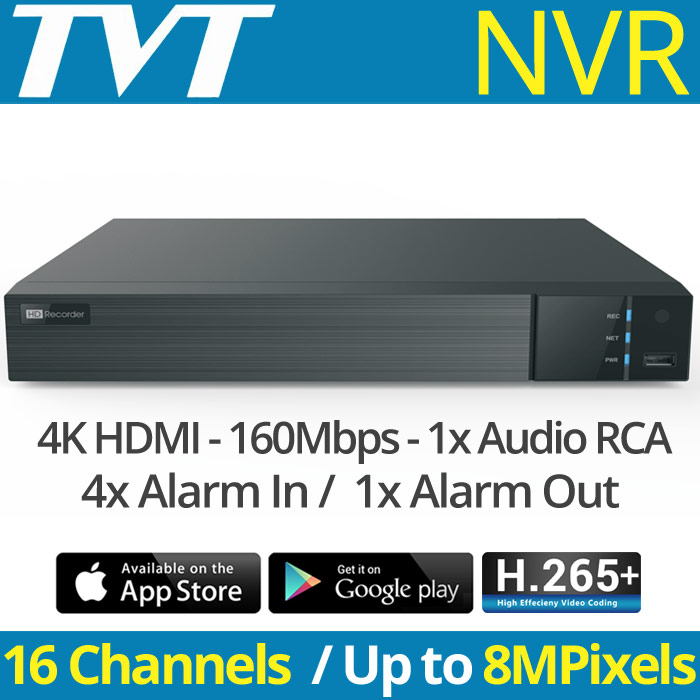 TVT TD-3116H2-B2-B IP Καταγραφικό NVR για 16 IP Κάμερες Μέχρι 8Mpixels, H.265+ (Χωρίς PoE)