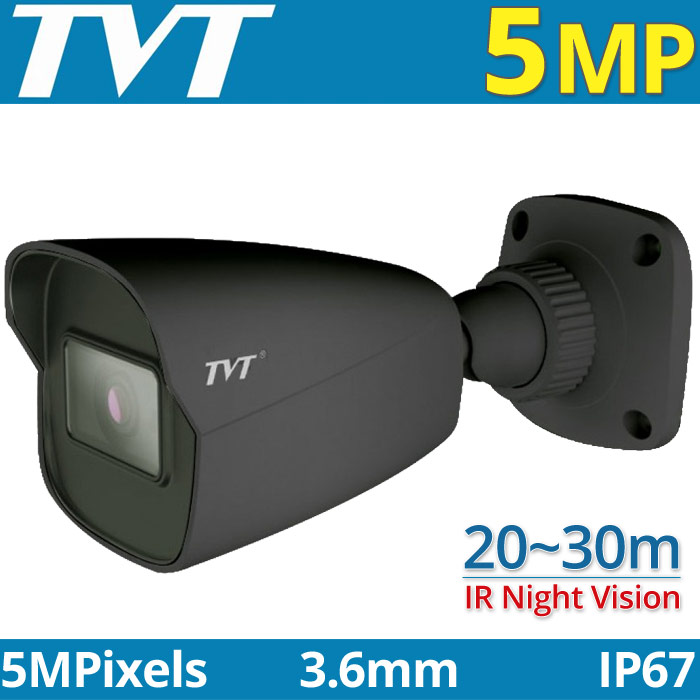 TVT TD-7451AS2 (D/AR2)-D 3.6mm GREY (ΓΚΡΙ) Κάμερα Bullet HDTVI 5Mpixels, 3in1, IP67, 20~30m IR Night View