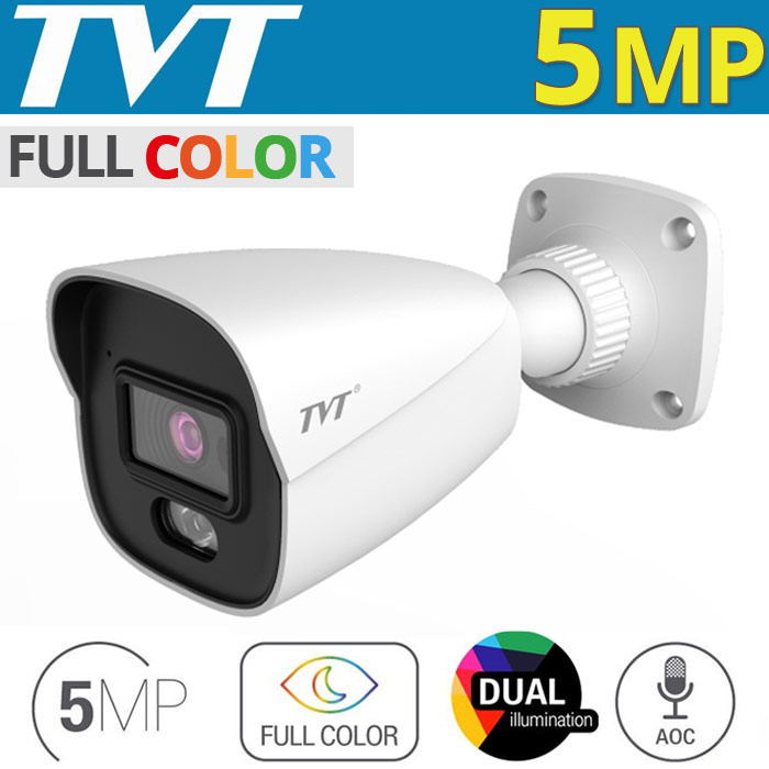 TVT TD-7451AS2 (D/AU/AW2) 2.8mm Κάμερα Bullet Dual Illumination 5Mpixels, Audio Over Coaxial, IP67, 20~30m Night View