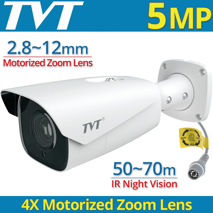 TVT TD-7453AE2(D/AZ/SW/AR5) Κάμερα 5Mpixels Motorized Zoom Lens 4X (2.8~12mm) , 4in1, IP67, 50~70m IR Night View