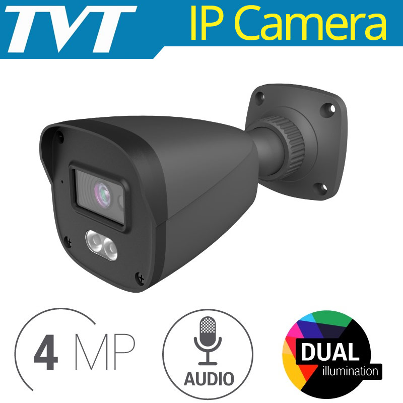 TVT TD-9441S4L-C-D (D/PE/AW1) 2.8mm ΓΚΡΙ - Ενσύρματη IP Κάμερα 4Mpixels, Dual Illumination, Mic, Η.265+ Poe, IP67