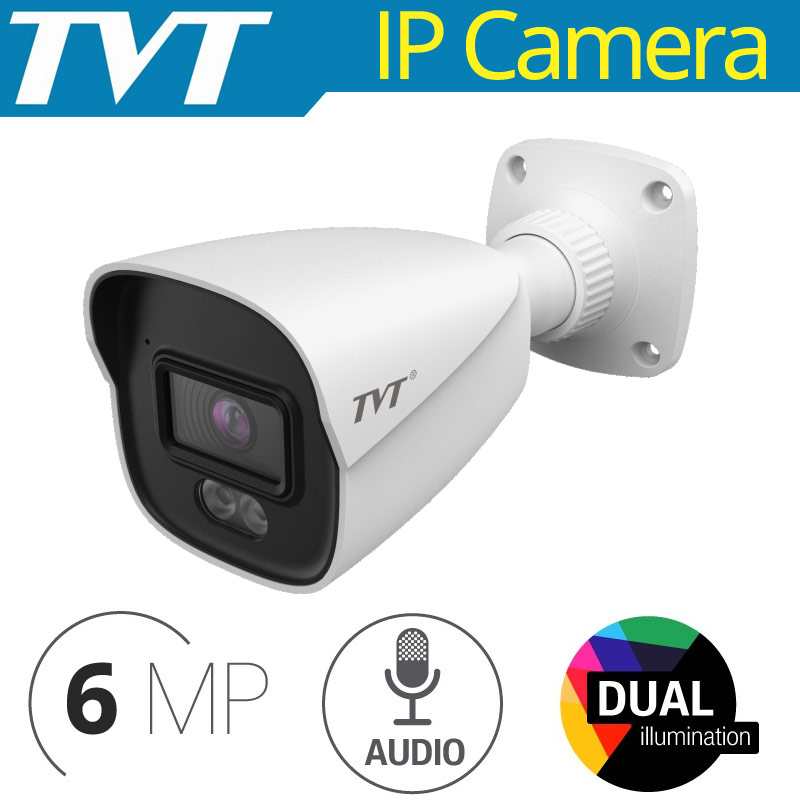 TVT TD-9461S4L-C (D/PE/AW1) 2.8mm Ενσύρματη IP Κάμερα 6Mpixels, Dual Illumination, Mic, WDR, Η.265+ Poe, IP67