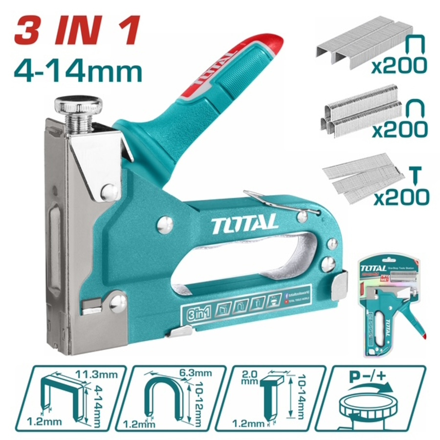 TOTAL THT31143 Καρφωτικό Χειρός 3 σε 1 για Δίχαλα - Δίχαλα U - Καρφιά