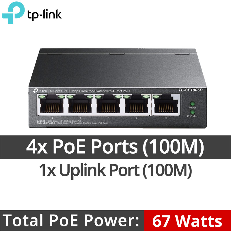 TP-Link TL-SF1005P (V5.0) 5 Ports 10/100Mbps Unmanaged PoE Switch 802.3af/at (Max. 67Watt)