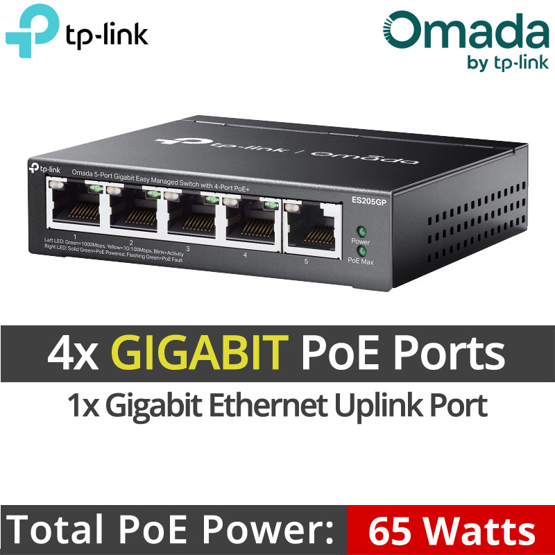 TP-Link ES205GP v1.0 | 5 Ports Omada GIGABIT Easy Managed PoE Switch 802.3af/at (Max. 65Watt)