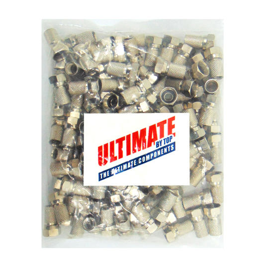 HLB-3005_100pcs Φίς τύπου F Twist-On RG6 αδιάβροχο L:19mm Big Nut - με τσιμούχα TP1-087 (100 τμχ)