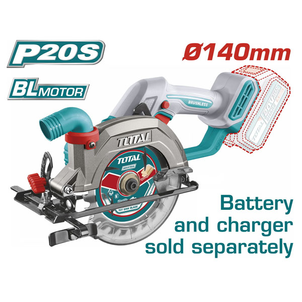 TOTAL TSLI1402 Δισκοπρίονο Ξύλου Φ-140mm Μπαταρίας Λιθίου 20V (χωρίς μπαταρία & φορτιστή) P20S SHARE300+  