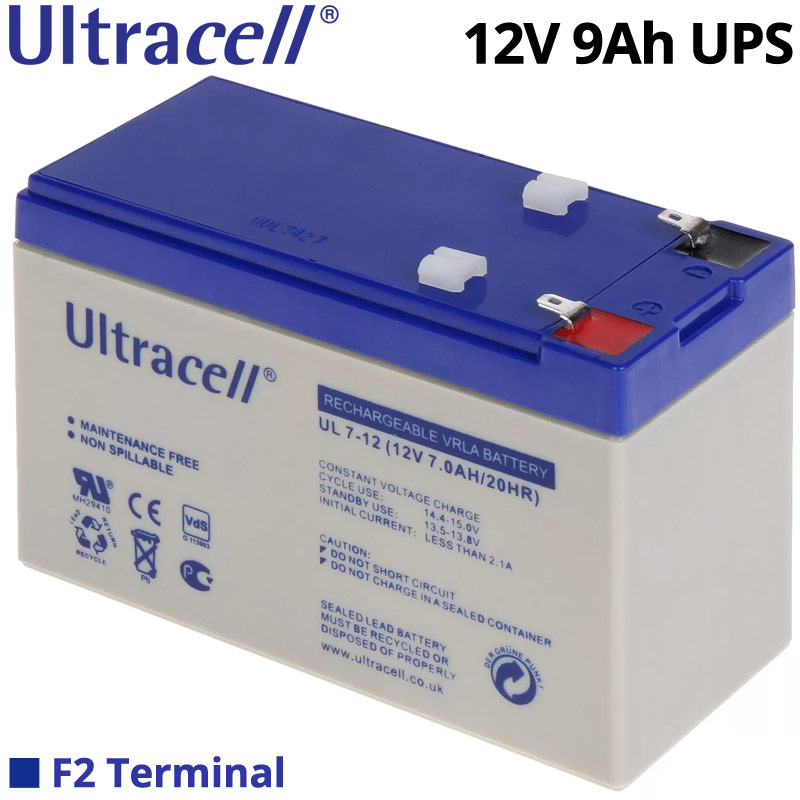 ULTRACELL UL9-12 F2 Επαναφορτιζόμενη Μπαταρία Μολύβδου VRLA AGM 12V 9Ah (UPS)