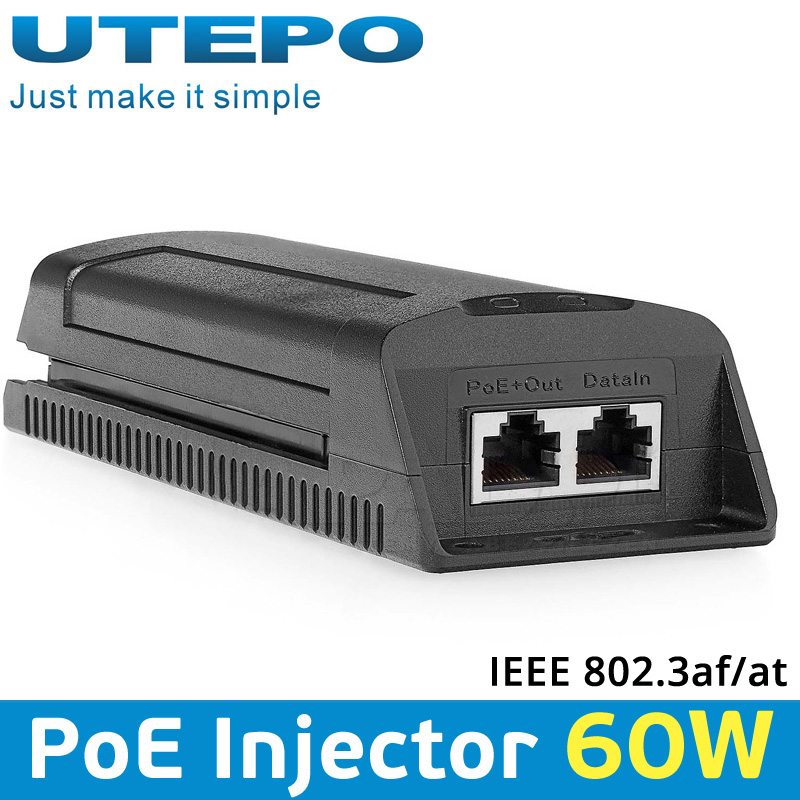 UTEPO UTP7201GE-PSE60 Gigabit PoE Injector 60W 10/100M/1000Mbps 802.3af/802.3at 54VDC 60Watts