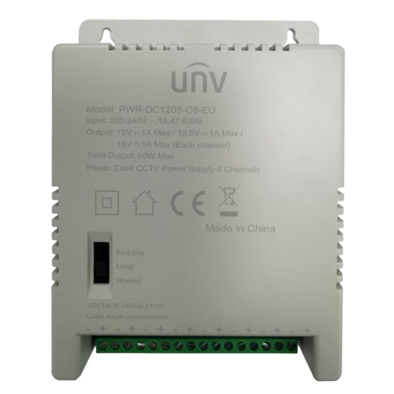 Uniview PWR-DC1205-C8-EU Switching Τροφοδοτικό CCTV 8 Εξόδων 12VDC 60Watts