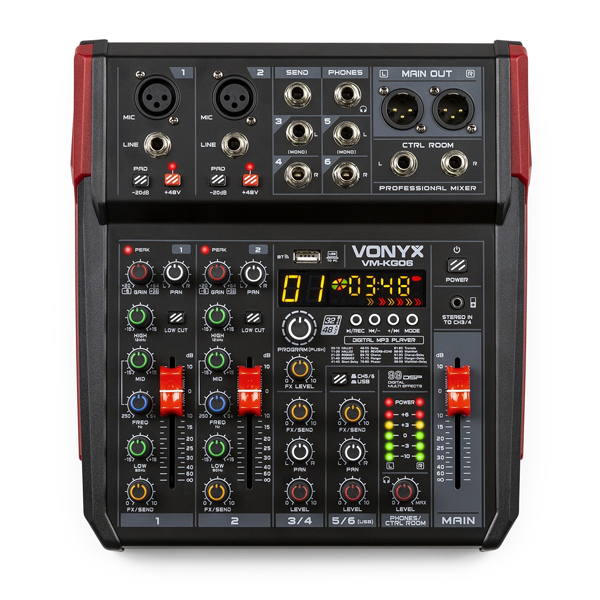 VONYX VM-KG06 Κονσόλα Ήχου 6 Καναλιών DSP/ MP3/ Bluetooth/ USB Interface/ Record (172.594)