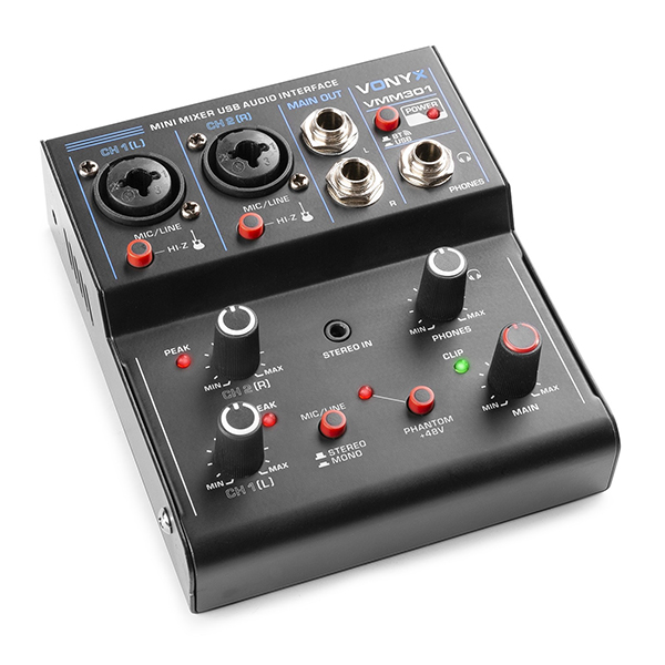 VONYX VMM301 3 Channel USB Mixer με Bluetooth και USB Audio Interface (172.642)