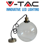 V-TAC VT-7250 TRANSPARENT Μονόφωτο φωτιστικό Οροφής E27 Γυάλινο Ø250 Διάφανο 3739