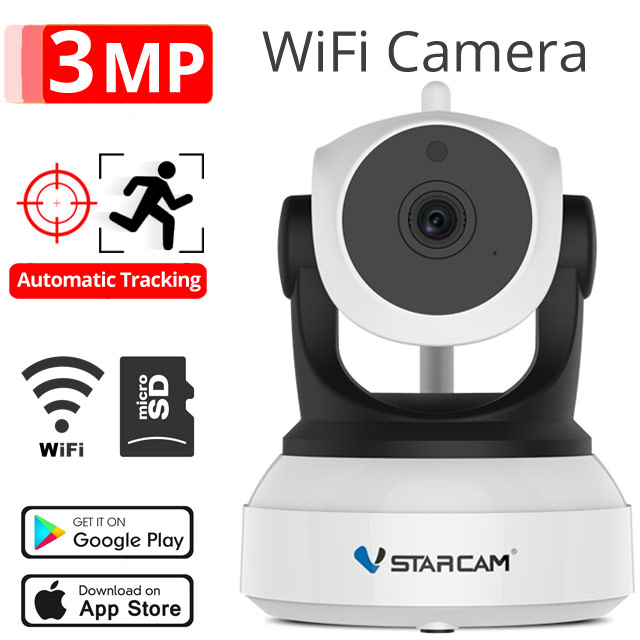 VStarcam C24S Ρομποτική IP κάμερα Super HD 3Mpixels WiFi/Ethernet microSD, Plug & Play