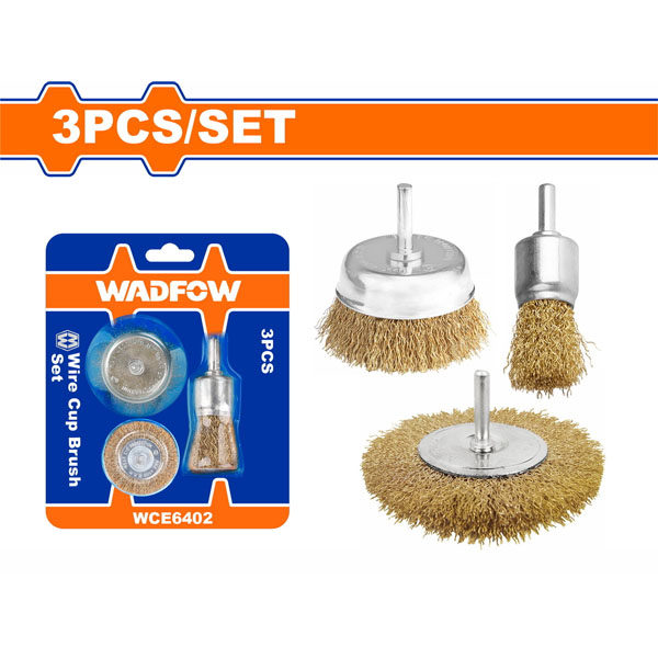 WADFOW WCE6402 Σετ Συρματόβουρτσες Δράπανου 3τμχ.  