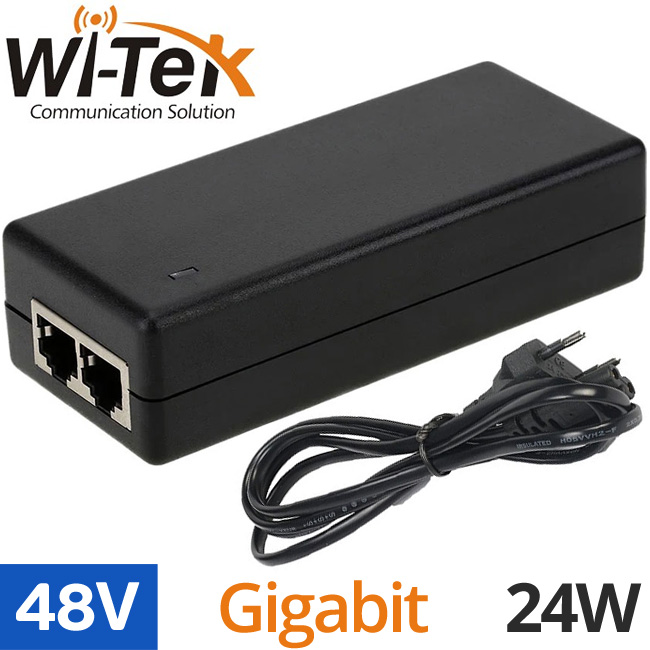 Wi-Tek WI-POE51-48V Gigabit PoE Injector 48V 0.5A 24W 1000Mbps