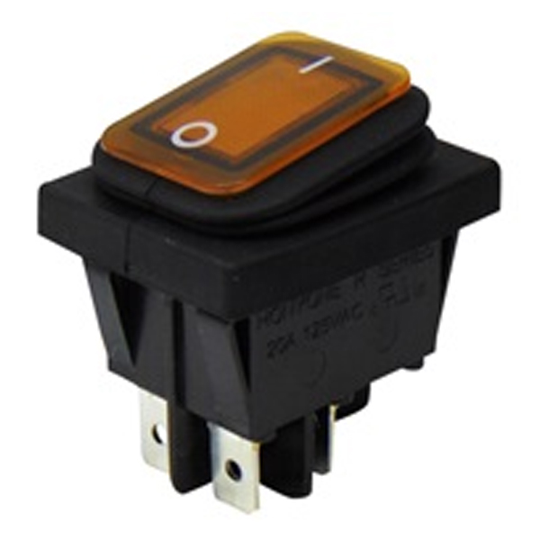 WR210 ORANGE Διακόπτης Rocker ON-OFF 4P με λυχνία 22A/ 250V IP65 Πορτοκαλί