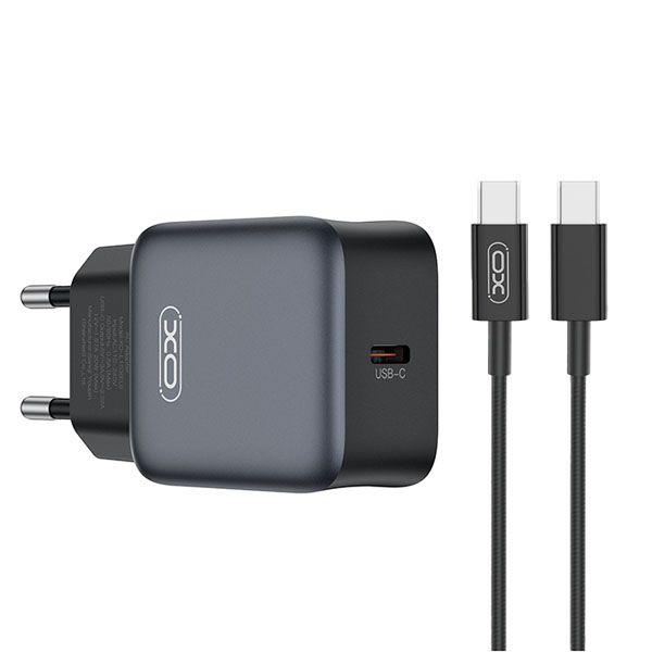 XO-L155 (EU) TYPE-C Φορτιστής Πρίζας USB-C 30W με Καλώδιο TYPE-C 1m σε Μαύρο Χρώμα 