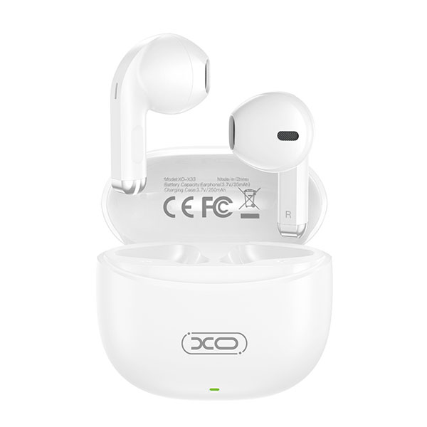 XO-X33 WHITE Bluetooth Ασύρματα Ακουστικά Handsfree με Θήκη Φόρτισης USB-C – Λευκά