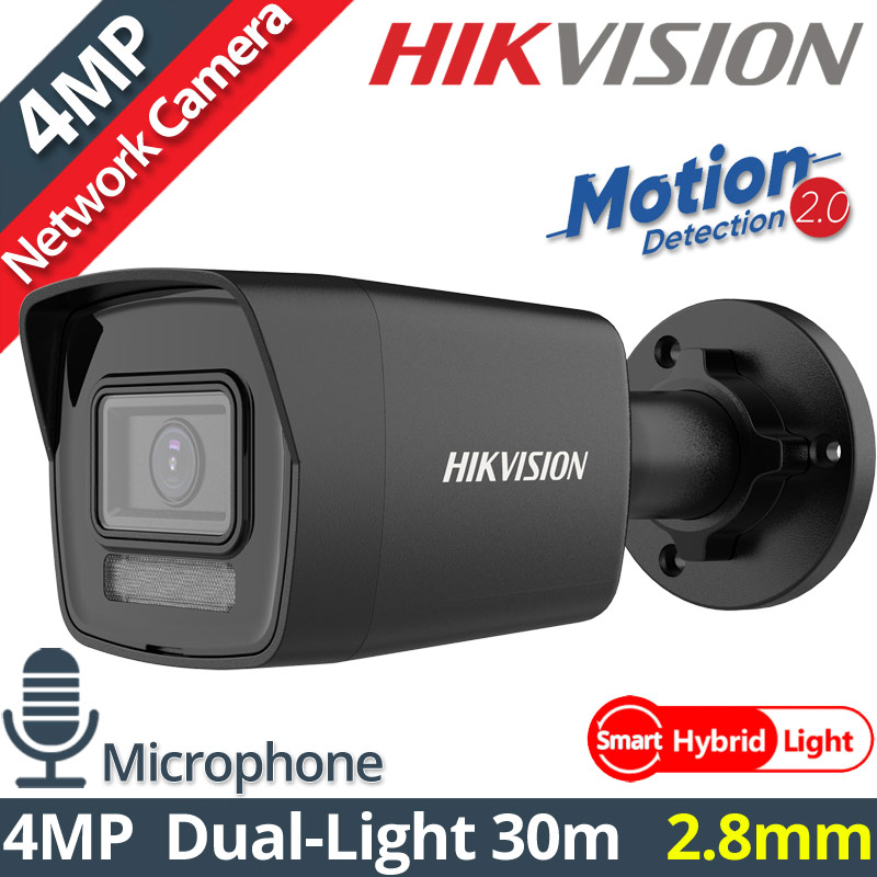 HIKVISION DS-2CD1043G2-LIU BLACK 2.8mm IP κάμερα 4Mpixels, Smart-Hybrid Light 30m, Motion Detection 2.0, Poe, Μικρόφωνο