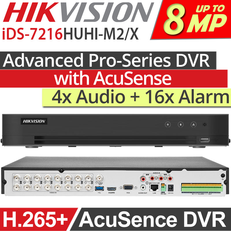 HIKVISION iDS-7216HUHI-M2/X/4A+16/4ALM Advanced Pro-Series Acusence DVR Καταγραφικό 16 Καμερών, 4K/8MP 4xAudio 16xAlarm H.265+ AoC