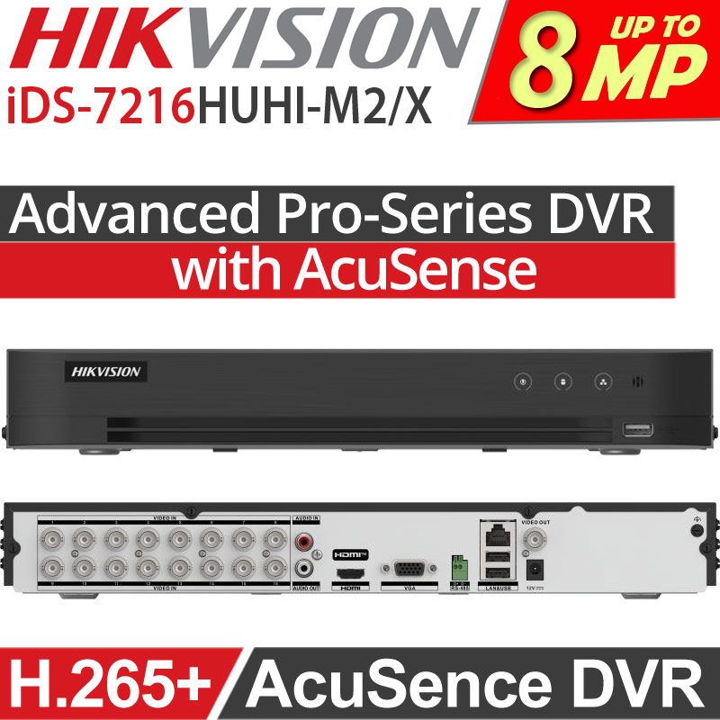 HIKVISION iDS-7216HUHI-M2/X Advanced Pro-Series Acusence DVR Καταγραφικό 16 Καμερών, up to 4K/8MP, H.265+, Audio Over Coaxial