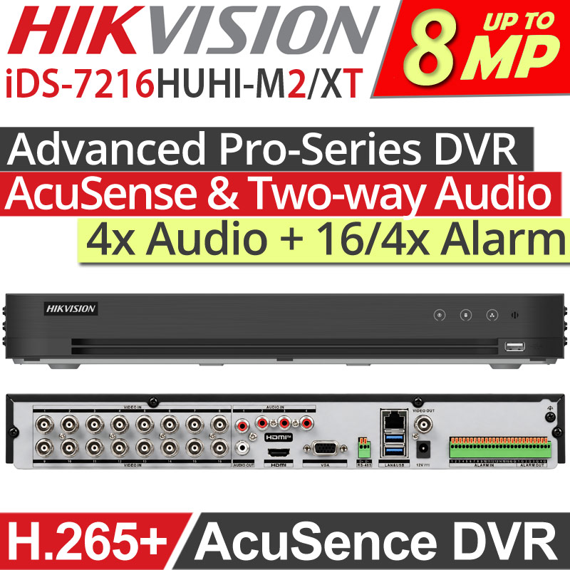 HIKVISION iDS-7216HUHI-M2/XT/4A+16/4ALM Advanced Pro-Series Acusence DVR Καταγραφικό 16 Καμερών, up to 4K/8MP
