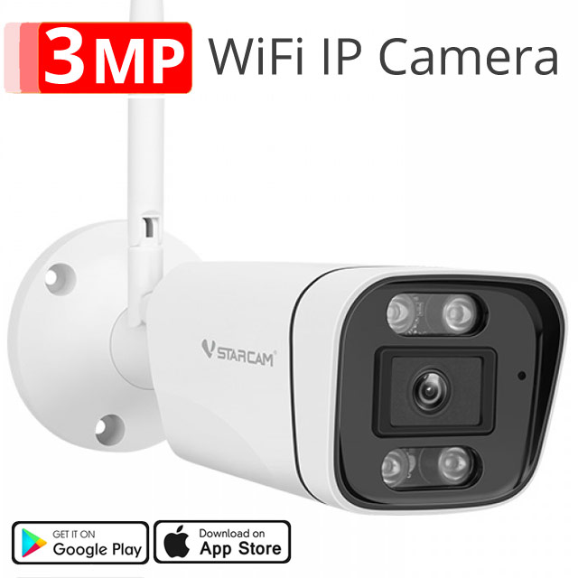 Vstarcam CS58 Αδιάβροχη IP κάμερα Super HD 3Mpixels, WiFi & Ethernet, microSD, Μικρόφωνο, Μεγάφωνο, Σειρήνα, IR Night Vision