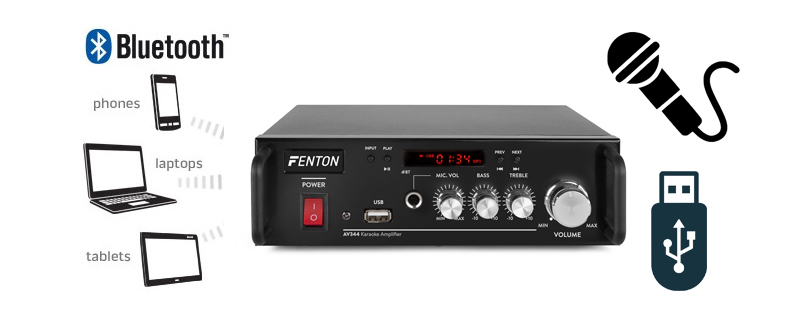 Fenton AV344 K - Amplificateur Karaoké avec Batterie